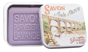 Prowansalskie mydło lawendowe BIO w metalowym pudełku ""Pont du Gard" 100g