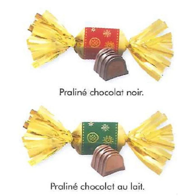 Czekoladowe praliny cukierki na choinkę papillotes